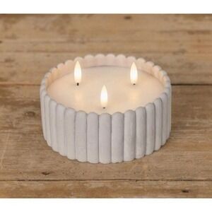 Ragon House 6" Grey Cement 3 Wick 3D Flameless Candle Battery Operated NEW